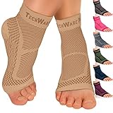 TechWare Pro Ankle Brace Compression Sleeve - Relieves Achilles Tendonitis, Joint Pain. Plantar Fasciitis Foot Sock with Arch Support Reduces Swelling & Heel Spur Pain. Injury Recovery for Sports