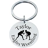 Personalized Wrestling Keychain, Custom Engraved Girls Wrestling Gifts, Wrestling Jewelry Accessories