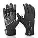 Anqier Winter Gloves, Touch Screen Windproof Warm Hand Gloves Cycling Gloves for Men and Women, Black, Small