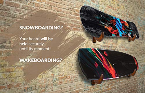 TESLYAR Surfboard Rack Holder Hooks Ash Tree Wood Eco-Friendly Display Natural Finish Snowboard Wakeboard