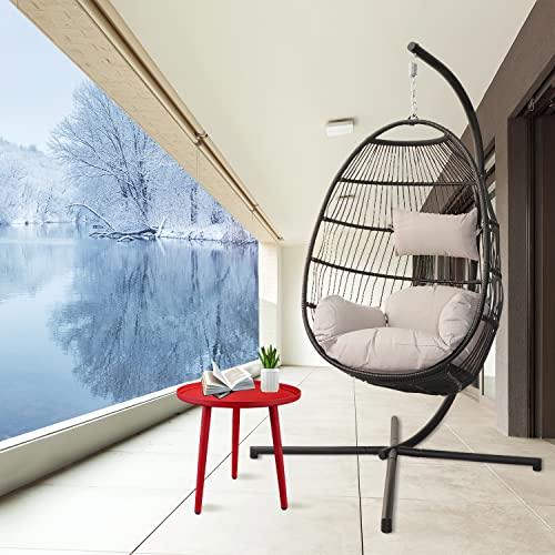 PRIVATE GARDEN Large Hanging Egg Chair with Stand Outdoor Patio Folding
