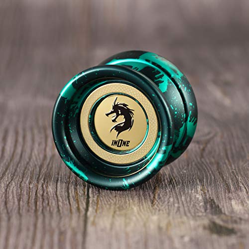 INONE Dragons YOYO Aluminum Alloy Unresponsive Yo-yos Designed for Kids, Yo-Yo Fans, Beginners Gift Glove, 10 Strings, Spare Bearing (Venom)