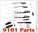Quick Wear spare Parts(balance bar/connect buckle/main blade grip set/bottom fan clip/inner shaft/Tail Rotor of RC Helicopter 9101 + Main Blade A B 9101-04