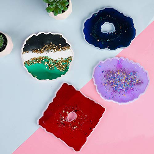 Outgeek Resin Coaster Molds with 4PCS Silicone Molds