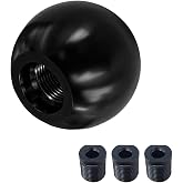 BDZMC Round Ball Car Gear Shift Knob with 3 Adapters M8 M10 M12 (Black) | Aluminum Alloy Car Gear Shift Stick Head for Most Manual Vehicles