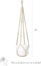 Mkouo Macrame Plant Hanger 89cm Cotton Rope Boho Balcony Decor view 6
