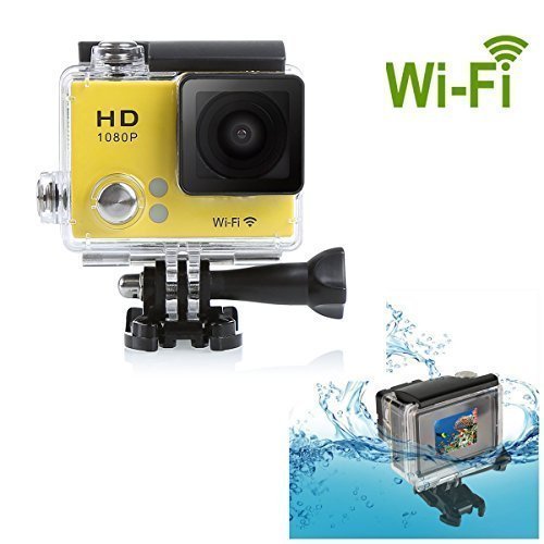 HD 1080P Waterproof Sports Action Video Camera 12MP Wifi Helmet Camcorder Wide Angle Diving DVR(WiFi DV-Yellow)