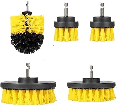 Playcrate Drill Brush Set 5 Pack Yellow Nylon Bristles for Drills