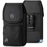 Military Grade Cell Phone Belt Holster Nylon Belt Pouch for Android Samsung iPhone 16, 16 Pro, 15, 15 Pro, 14, 14 Pro, 13 Pro, 12, 12 Pro, 11, Xs, 10, X, XR - DuraForce Holster Fits Otterbox (Medium)