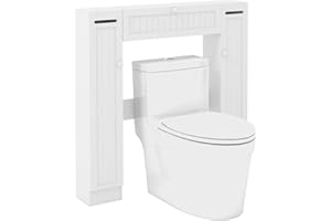 Giantex Over The Toilet Storage Cabinet with 2 Doors and Adjustable Shelves, Rack with Paper Holder, Freestanding for Bathroo