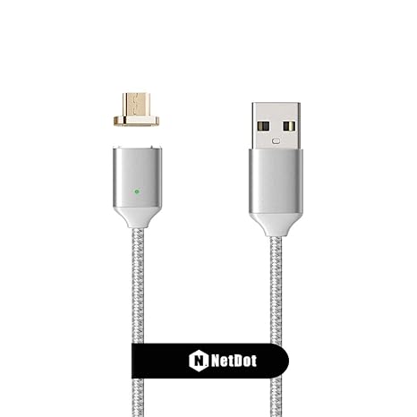 Magnetisches, geflochtenes USB-Ladekabel der zweiten Generation von Netdot, 1 Micro-USB-Anschluss, kompatibel mit Samsung Gal