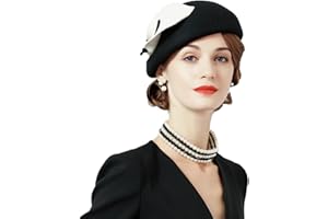 HIMESPORT Wool Felt Feather Fascinator Hats for Women Ladies Church Cocktail Tea Party Dress Pillbox Hat