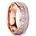 King Will Meteor Men's 8mm Titanium Rose Gold/Silver/Blue Domed Imitated Meteorite Wedding Band Cubic Zirconia