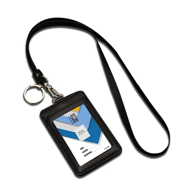 PU Leather Badge Holder Belt with Adjustable Office Neck