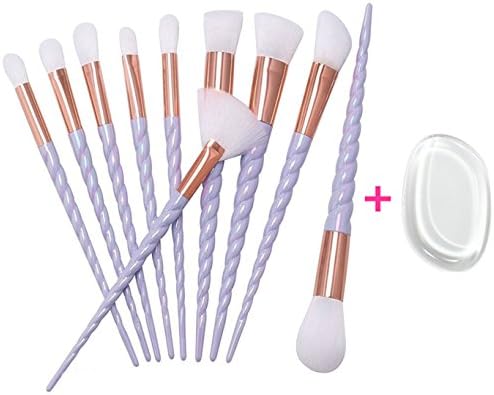 Unicorn Makeup Brushes 11 Pcs Makup Brush Set Face Foundation Powder Blender Eyeshadow Cosmetics Brushes Tool Kits with Silicone Beauty Makeup Sponge (White)