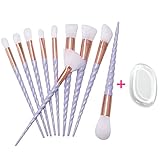 11 Pcs Makeup Brush Set Unicorn Brushes Silicone Makeup Sponge Face Foundation Powder Blender Eyeshadow Cosmetic Brushes Beauty Tools Kits (White)