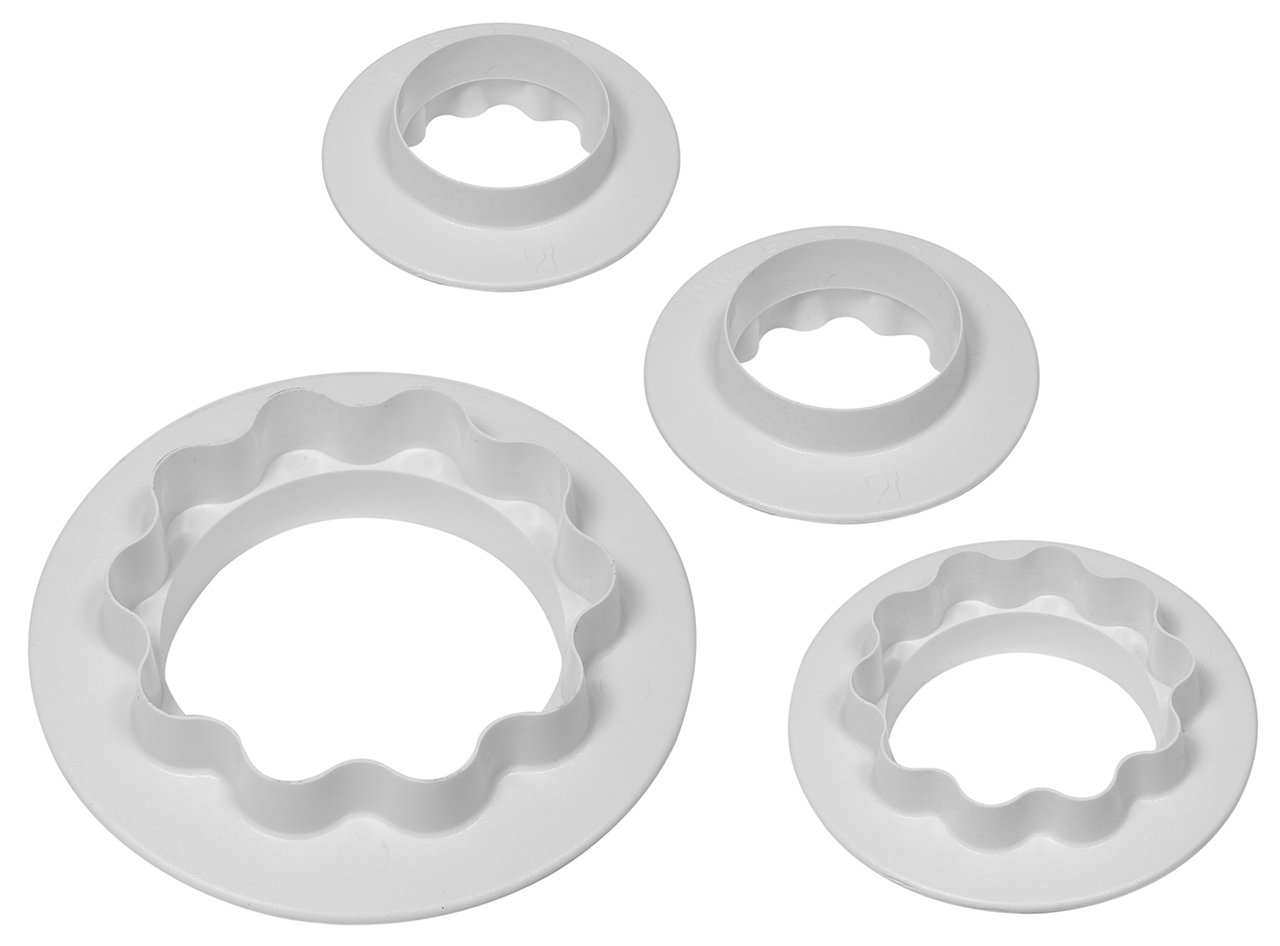 PME RW702 Round and Wavy Edge Cutter, Set of 4 , White
