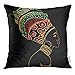 Golee Throw Pillow Cover Black Africa Portrait of Beautiful African Woman with Earring Profile View Jewellery Ethnic Decorative Pillow Case Home Decor Square 18x18 Inches Pillowcase
