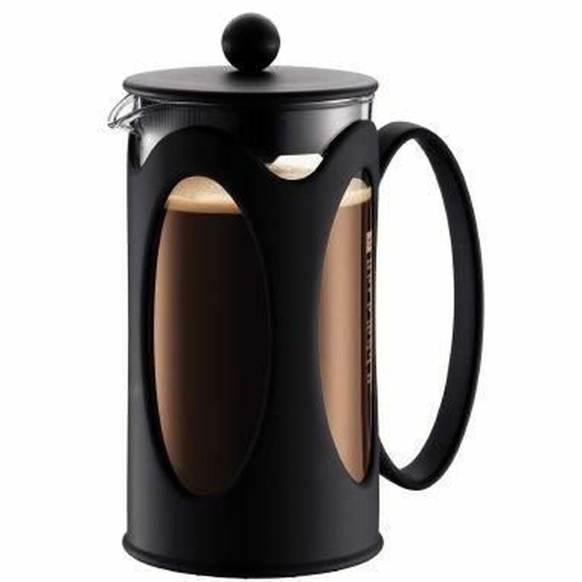 Bodum Kenya French Press - 1L / 8 Cups Coffee Maker - Heat-Resistant Borosilicate Glass & Stainless Steel - Dishwasher Safe Cafetiere - Made in Portugal