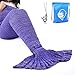 LAGHCAT Mermaid Tail Blanket Crochet Mermaid Blanket for Adult, Soft All Seasons Snuggle Mermaid Sleeping Bag Blankets, Classic Pattern, (71