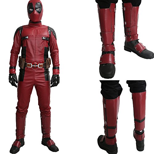 xcoser DP Wade Wilson Shoes Deluxe Black Red PU Adult Cosplay Costume Boots Accessory Prop 45