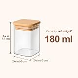 ComSaf 16 Pcs Glass Spice Jars 180ml with Bamboo Lids Label Set Square Airtight view 3