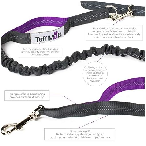 Tuff Mutt Hands Free Dog Leash for Running, Walking, Hiking, Durable