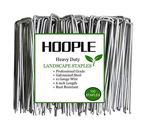 100-Pack 6'' 11 Gauge Heavy Duty U-Shaped Securing Stakes Pins Spikes Pegs - Sod Fence Staples for Anchoring Weed Barrier and Landscape Fabric, Netting, Irrigation Hoses, Ground Mat, More Applications