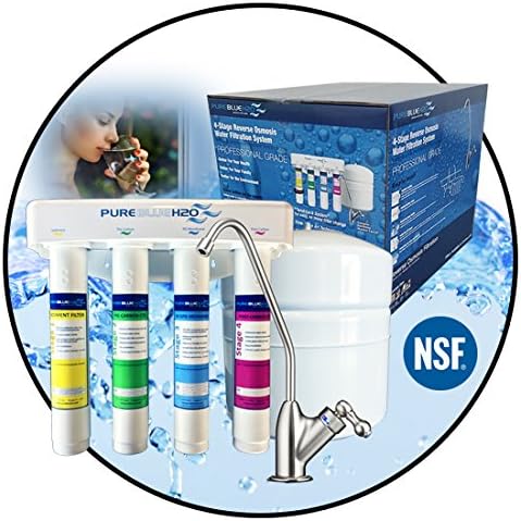 Pureblue H20 4 Stage Reverse Osmosis Water Filtration System Home Water Purification Reduces Lead Arsenic Fluoride Chromium 6 And More