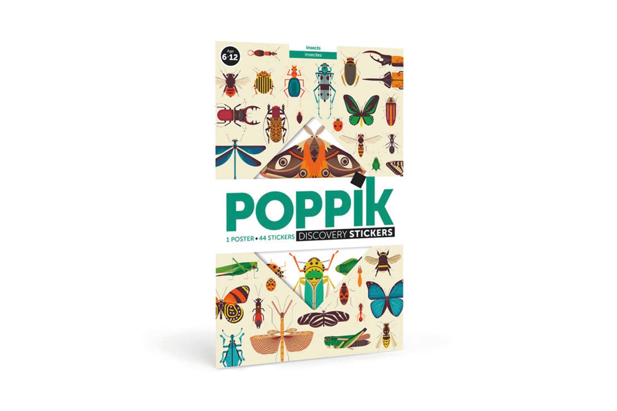Poppik Discovery Sticker Kit Insects - for Ages 6 and Above. Fun, Educational Poster Kit for Kids