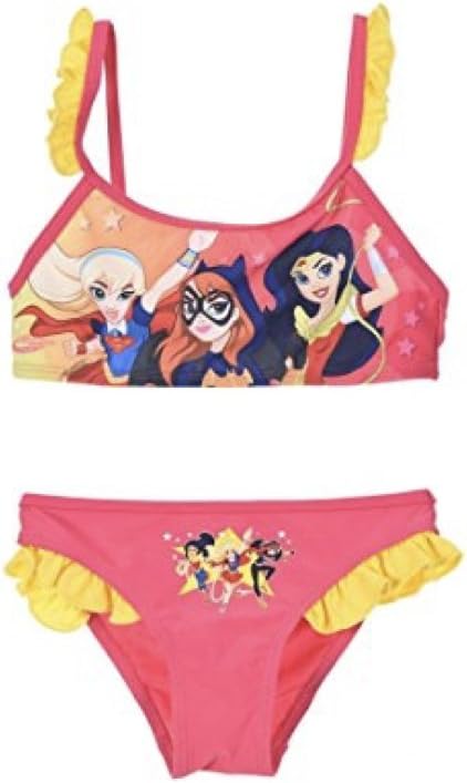 Official Licensed DC Superhero Girls Swimwear / Swimming Costume / Bikini (4 Years, Fuchsia)