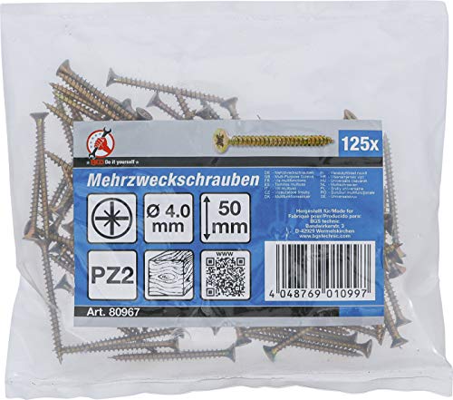 BGS Diy 80967 | Mehrzweckschrauben | Kreuzschlitz PZ2 | 4,0 x 50 mm | 125 Stück – Bild 3