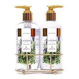 Spa Luxetique Hand Soap and Hand Lotion Caddy Set, Lavender Hand Cream Gift Set, Ideal Gift for the Holidays, Christmas, Birthday, Mother's Day, Valentine's Day, Thank You Gift