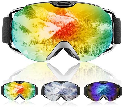 Ski Goggles- Double Lens OTG Skiing Goggles with Anti-fog and 100% UV Protection Professional Ski Snowboard Goggles for Men Women Ladies Teenager