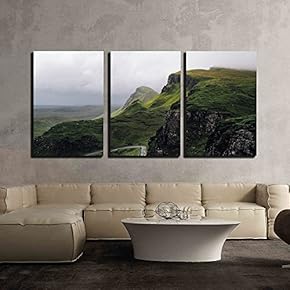 3 Piece Canvas Wall Art - a Road in The Mountain - Modern Home Art Stretched and Framed Ready to Hang - 16"x24"x3 Panels