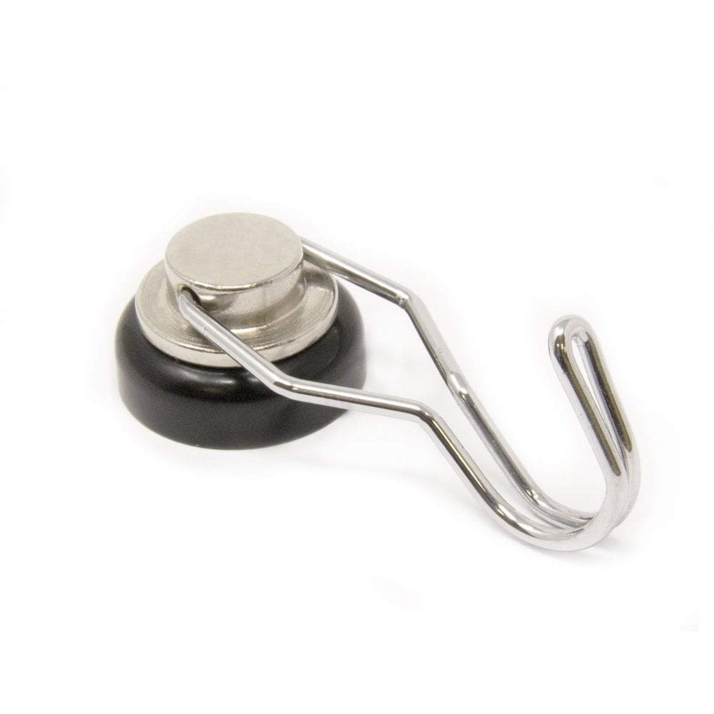 FIRST4MAGNETS Black Swivel Hook for Holding Rope, Wires and Clothing - 25mm Dia - Pack of 4