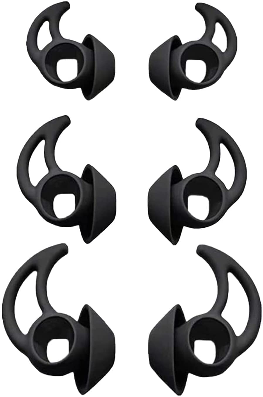 Adhiper Ear Plugs Replacement Silicone Earbuds 6 Pieces Ear Plugs is Compatible for Bose Sports Earbuds True Wireless In-Ear Headphones (Black)