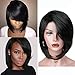 HANNE Side Swept Bangs Wig Short Synthetic Hair Bob Wigs for Women (1B)