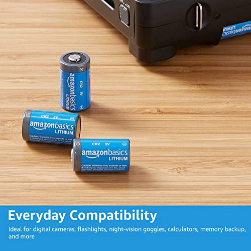 Amazon Basics 6Pack CR2 Lithium Batteries, 3 Volt, Long Lasting Power