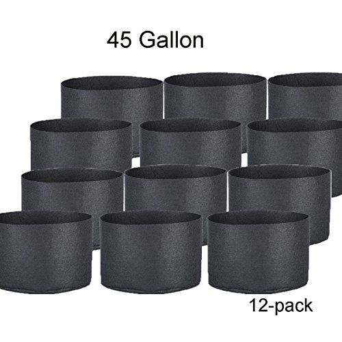 Oppolite 45 Gallon 12-Pack Round Fabric Fabric Aeration Pots Container for Nursery Garden and Planting Grow (45 Gallon/12 Pack)