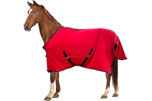 DockMoor Horse Cooler Blankets Fleece Cooling Moisture Wick Blanket After Exercise or Bath (red, US72in/EU135cm)