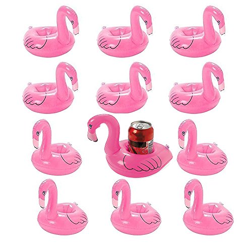 Inflatable Float Coasters Cup Drink Holder,Flamingo Pool Fun For Drinks 12 Pack