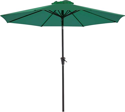 Amazon Com Bluu Patio Umbrella 9 Ft Outdoor Table Market Umbrellas With Push Button Tilt And Crank 8 Ribs Pine Green Garden Outdoor