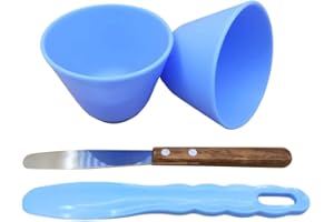 BONEW 2PCS Flexible Rubber Mixing Bowl +2 Spatulas Dental PVC Rubber Mixing Bowl for Alginate and Plaster Materials