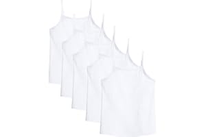 Auranso Girls Undershirts 5 Pack Toddler Camisole Cotton Adjustable Straps Sleeveless Cami Dance Tank Tops for Girls