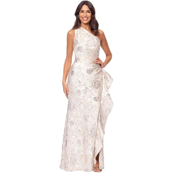 Amazon.com: Xscape Women's One Shoulder Jaquard Side Ruffle Amazon.com: Xscape Women's One Shoulder Jaquard Side Ruffle