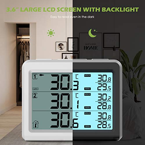 KeeKit Refrigerator Thermometer, Indoor Outdoor Thermometer with 2