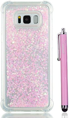 S8 Plus Case for Women, Cattech Glitter Liquid Sparkle Floating Luxury Bling Quicksand [Drop Protection] [Non-slip Grip] Slim Clear Soft TPU Cover for Samsung Galaxy S 8 Plus + Stylus (Pink)