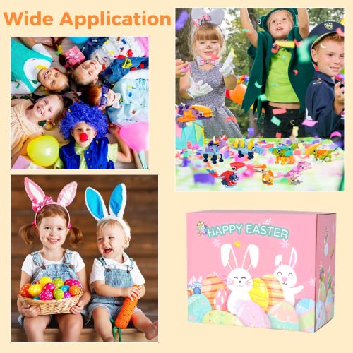 Tideme 12Pcs Prefilled Easter Eggs, Easter Baskets Stuffers with Dinosaurs Building Blocks, Dinosaur Surprise Egg Toys for Kids Easter Egg Hunt, Easter Party Favors, Classroom Event Prizes