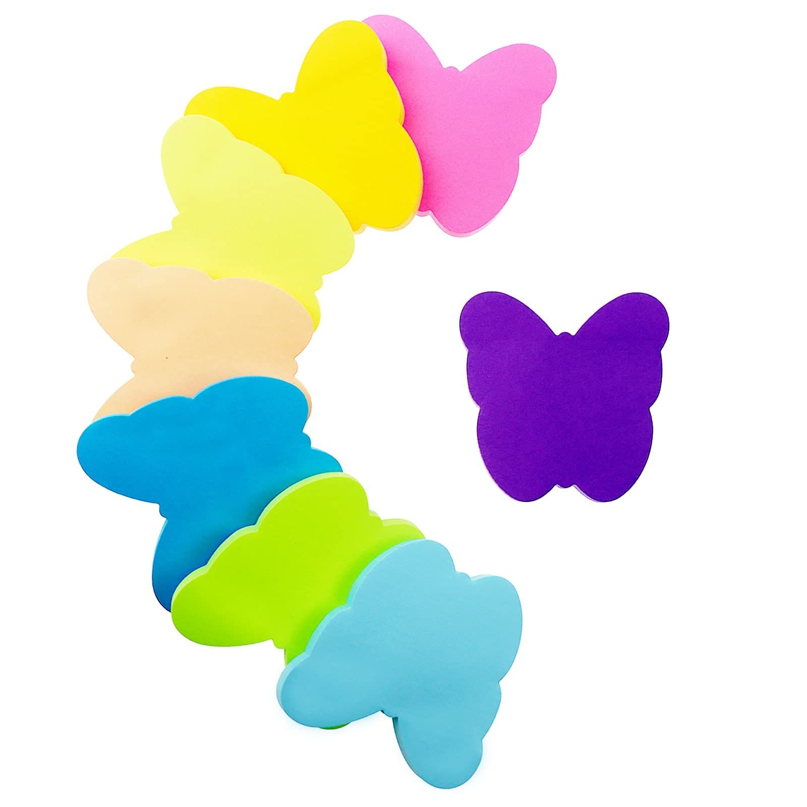 Sticky Notes, 560Sheets 8 Colors Butterfly Shape Self Sticky Notes Pad, Bright Post Stickies, Super Sticky Notes Pad, Colour Sticky Notes for Office Home School Meeting(76mmx76mm)